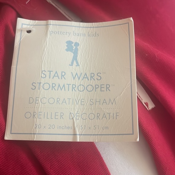 20x20” pottery barn, kids, storm trooper pillow, cover with insert included. EUC - Picture 3 of 3